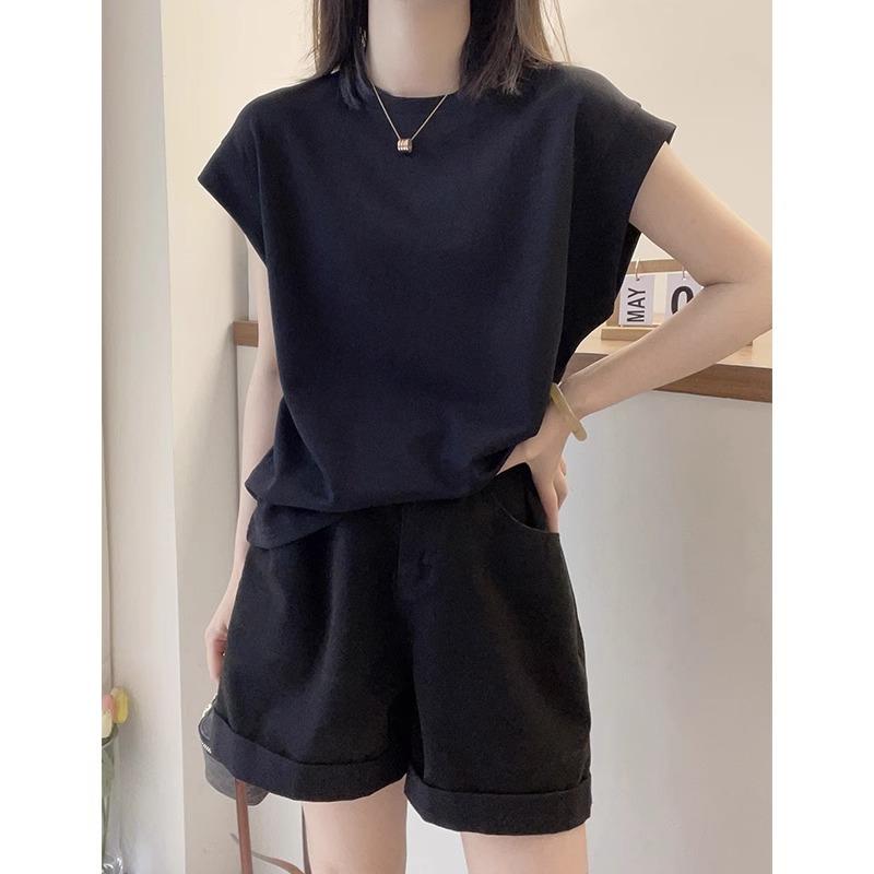 Retro Slimming Sleeveless Women's Summer T-Shirt - Anti-Exposure, Versatile, Figure-Flattering