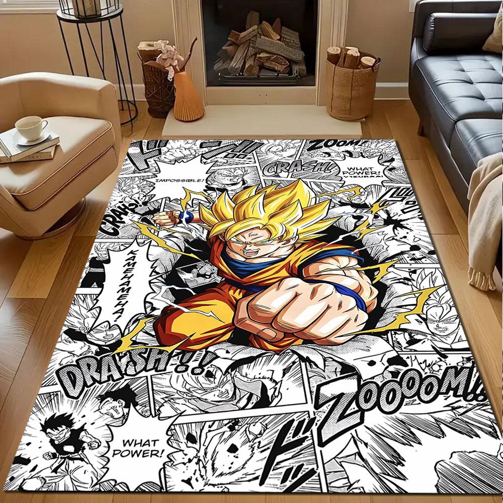 Super Saiyan Power Burst Patterned Carpet, Non Slip Mat Suitable for Living Room and Bedroom Sofas