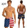 Mens Funny Beach Shorts Men Hairy Butt Shorts, Big Booty Leopard Novelty Illusion Printed Swimwear Print Briefs Design, USA Flag Swim Trunks