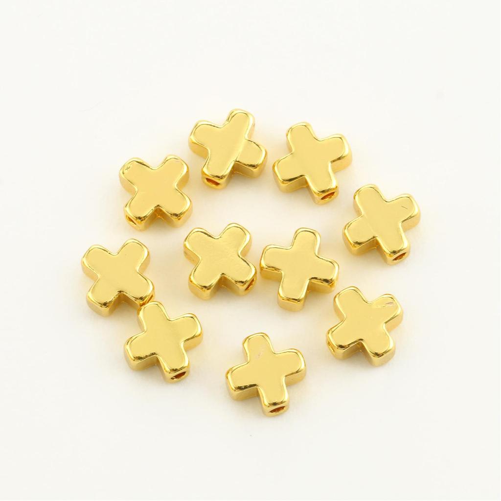10pcs Copper Beads Charms Cross Heart Star Moon Beads Plated Crafts Color Retention Beads for Jewelry Making Diy Bracelet Necklace