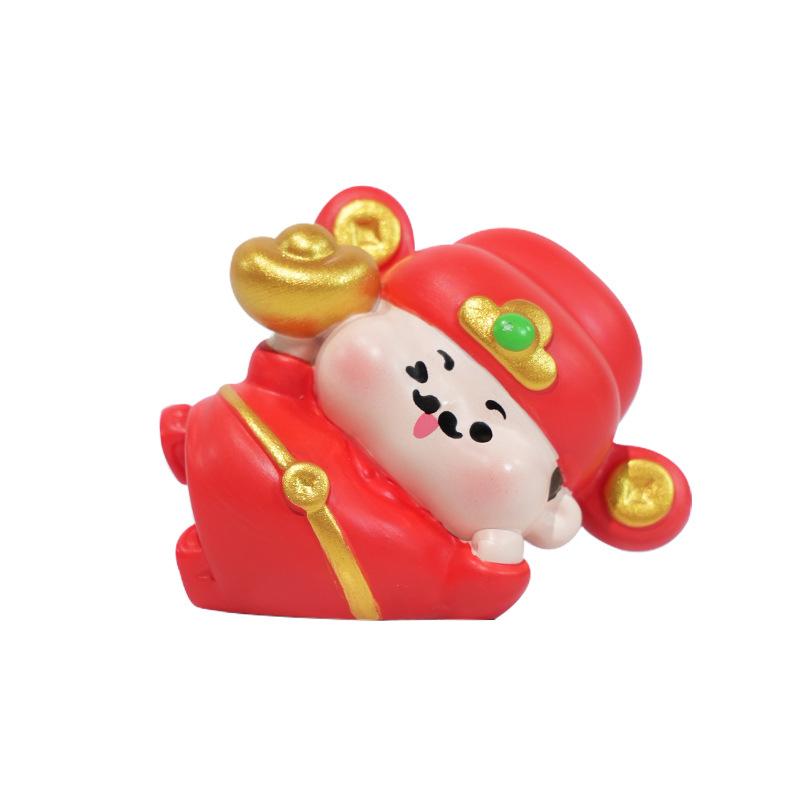 Mini Resin God Of Wealth Figurine, Funny Computer Decor, 3D Craft Sculpture, Tiny Cute God Of Wealth Statues For Car Dashboard