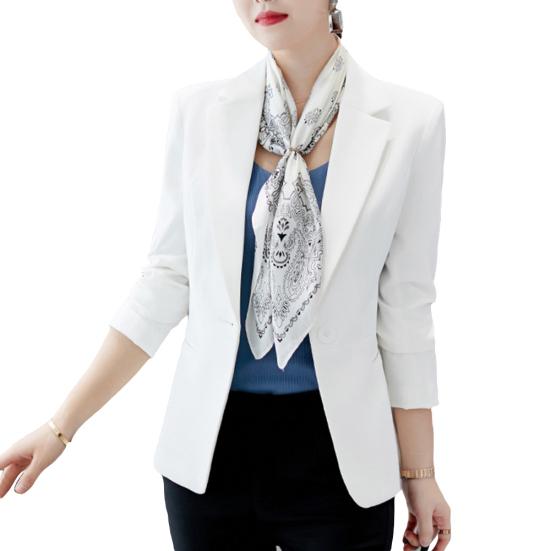 Women One Button Solid Color Lapel Long Sleeve Slim Blazer Coat Suit