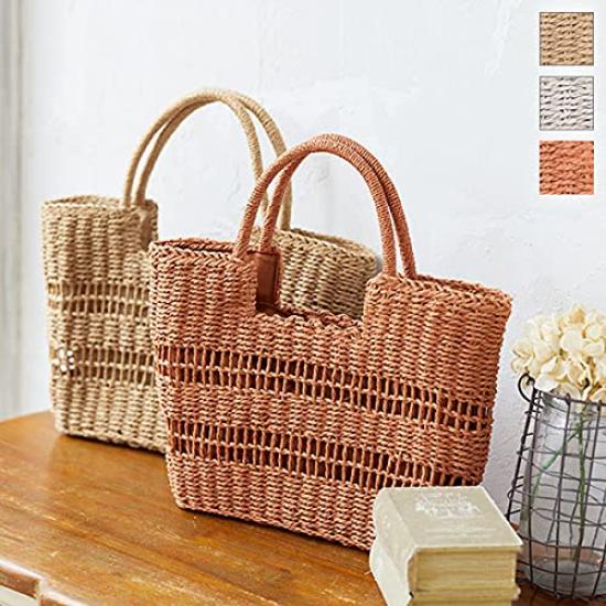 Kobe Lettuce Design Knit Square Basket Tote Bag [B1401] Free Size Orange