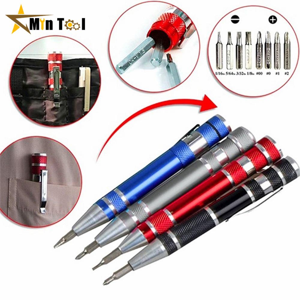 Multifunktion 8 in 1 Tasche Präzisions-Mini-Schraubendreher Stift Reparaturwerkzeuge Set Mini-Schraubendreher Stift Reparatur Handwerkzeug Sets