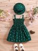 Toddler Girl Heart Smocked Dress and Hat Set Kids Beach Wear