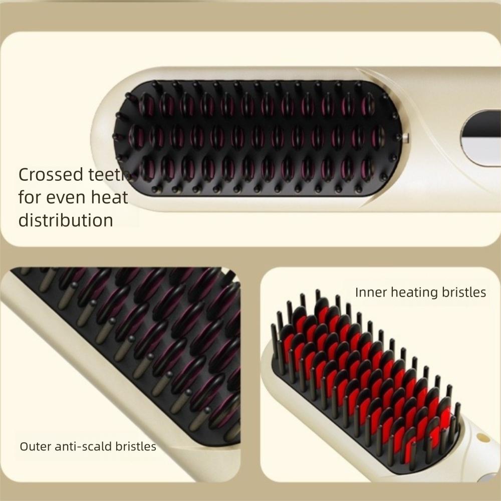 Curly/straight Hair Dual Use Electric Straightening Comb Ion Thermal Comb  for Smoother Hair