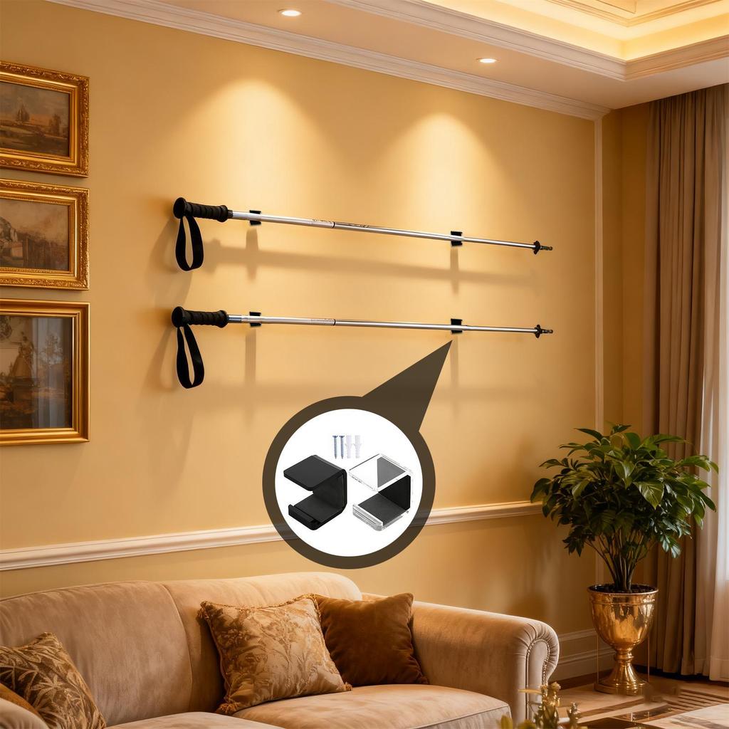 Hockey Stick Rack 2 Pieces Horizontal Gear Hanger Hockey Stick Display Holder with Anti-Scratch Pad for Room Garage Sports