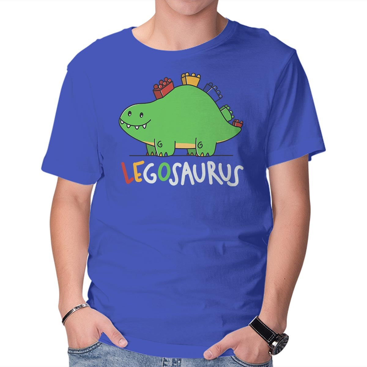 Unisex Crew Neck T-Shirt Legosaurus Graphic Short Sleeve Casual Tee XXXXL