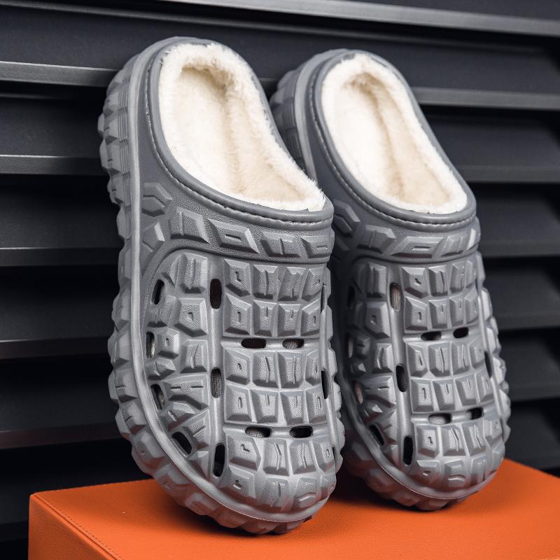 Fashion Autumn and Winter Waterproof Cotton Slippers Men's Bags and Home Slippers Indoor Confinement Shoes Plush Couple Shoes