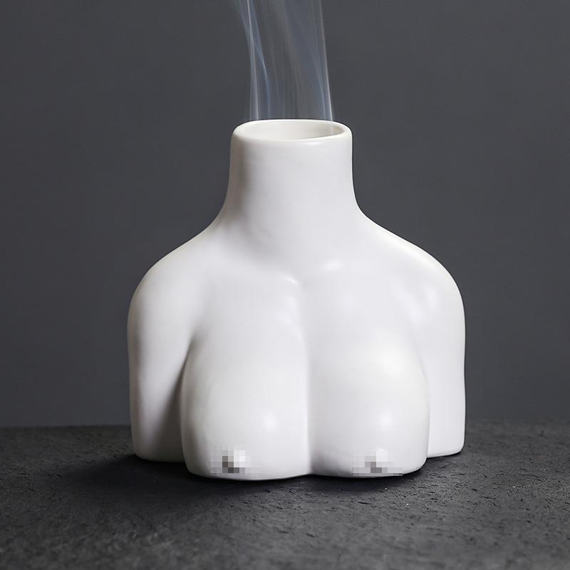 

1pc Nordic Ins Creative Ceramic Incense Burner Sage Holder Half Body Art Peruvian Palo Santo Burner Home Decor (Without Incense)