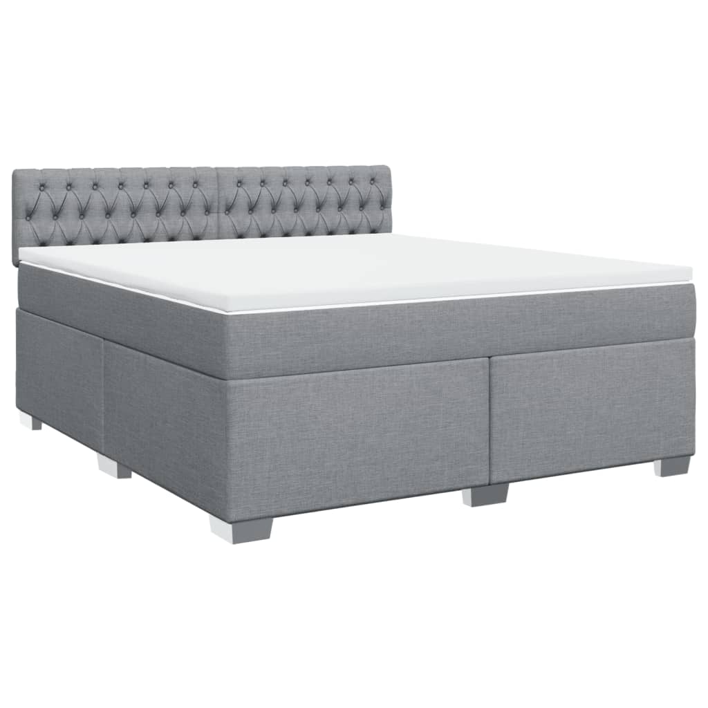 Vidaxl Letto Continentale Con Materasso, Grigio Chiaro, Tessuto, 180X200Cm