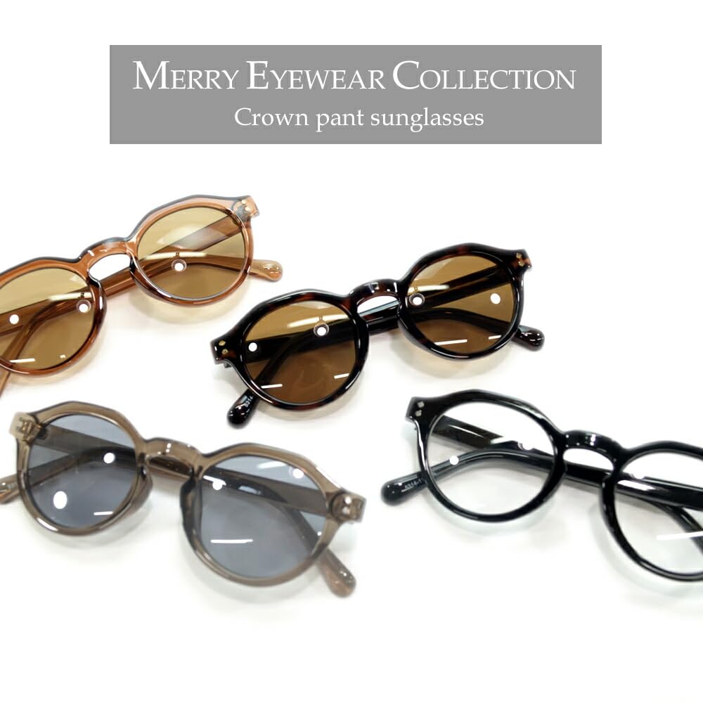 [MERRY PLEASURE] Sunglasses for Men and Women, UV Protection, Fashion Glasses, Crown Panto, Round, Boston Style, Tinted Lenses (Lightly Colored)