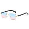 Popular frameless square sunglasses European and American fashion trend sunglasses gradually change color sunscreen sunglasses