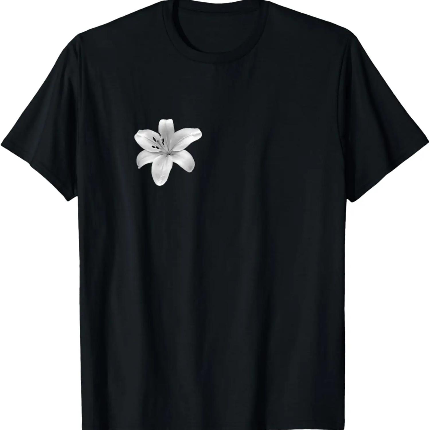 

Black and white Lily flower T-Shirt XXXXXL чёрный