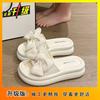 Bow Internet celebrity wearing versatile platform slippers 2025 new fairy style muffin non-slip beach sandals