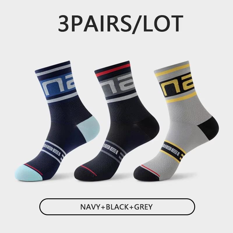 

1/3 пары мужских велоносков средней толщины для занятий спортом на открытом воздухе, марафона, бега, езды на велосипеде, фитнеса 3 pairs серый/тёмно-синий