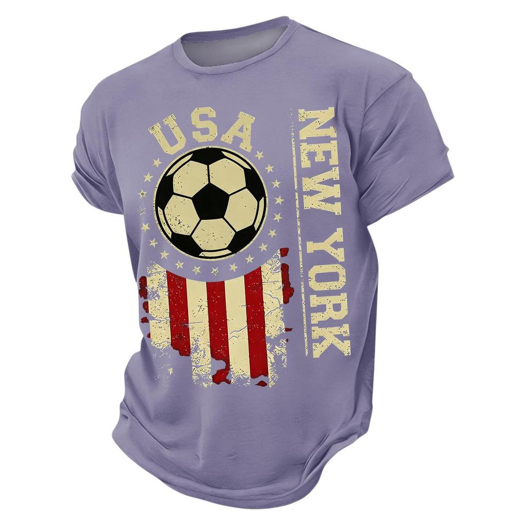 USA Soccer Graphic Tee Crew Neck Short Sleeve Casual T Shirt for Men with Distressed Print Design