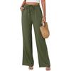 2026 New Bohemian Style High-Waisted Solid Color Wide-Leg Pants for Summer Beach Vacation Casual Wear