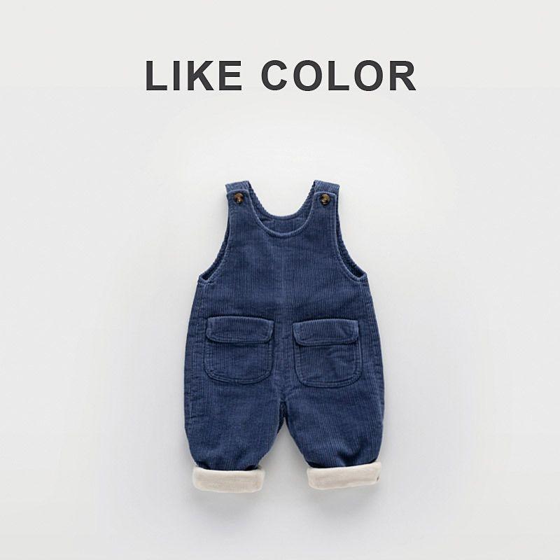Fleece-Lined Baby Overalls: Thick Cotton Jumpsuit for Boys & Girls - Perfect for Autumn & Winter