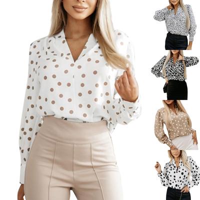 The New Fashion Printed Long-sleeved V-neck Shirt Dress