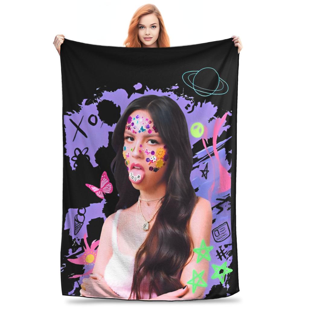 O-Olivia Vampire Rodrigos Fleece Throw Blanket Sour Blankets for Sofa Travel Lightweight Thin Bed Rug,