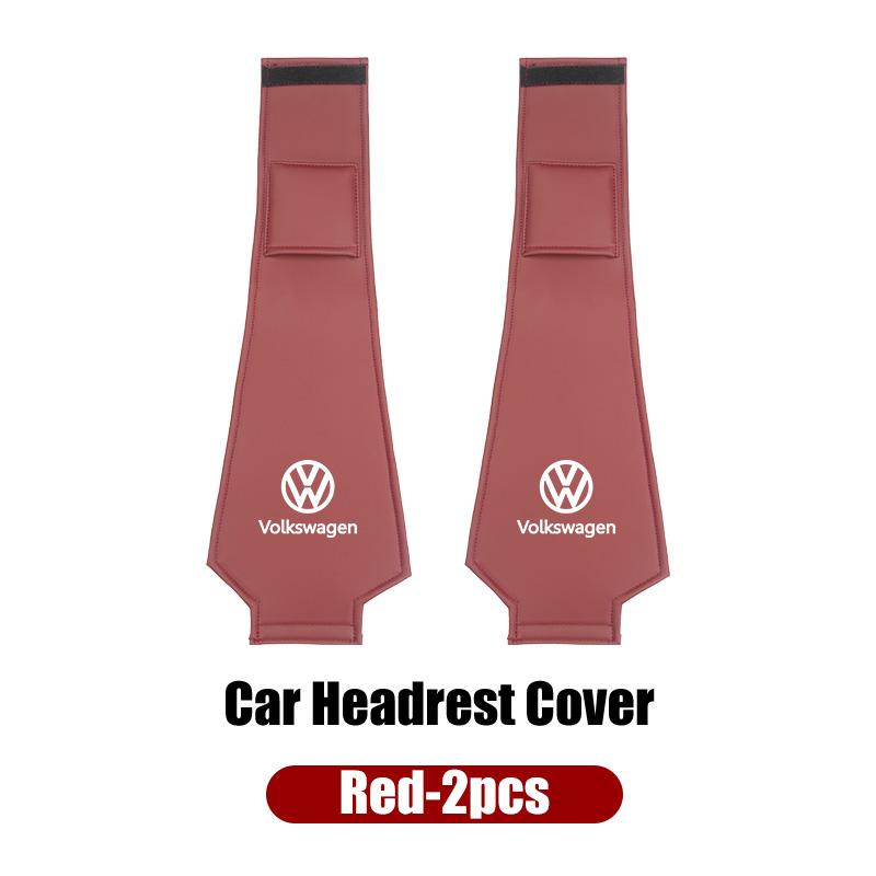 Leather Car Headrest Anti Dirty Protective Cover For VW Tiguan CC Jetta Polo Golf Passat Scirocco T-ROC TouaregNO4
