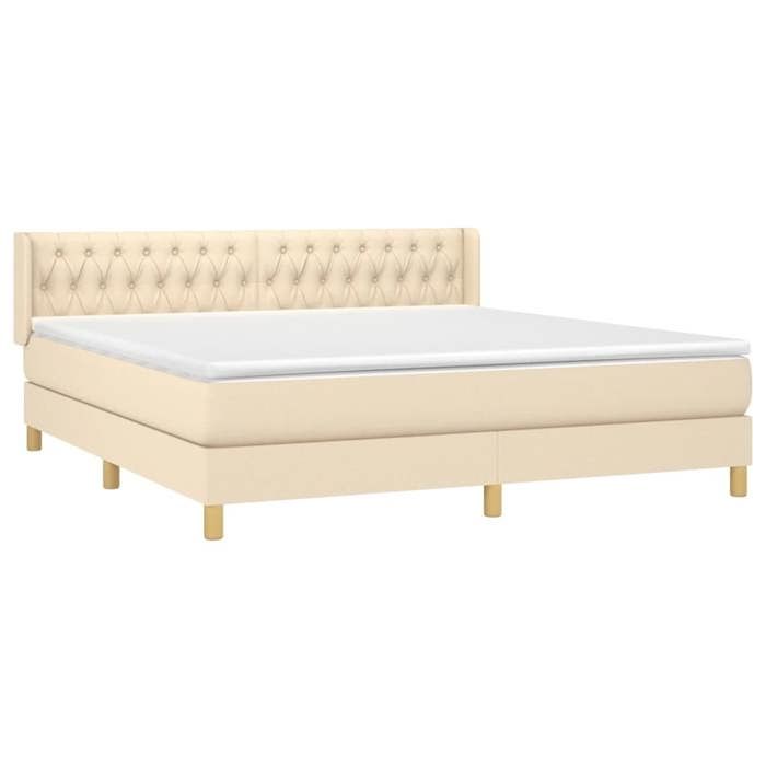 Maison Exclusive - Sommier à lattes de lit avec matelas Crème 180x200 cm Tissu