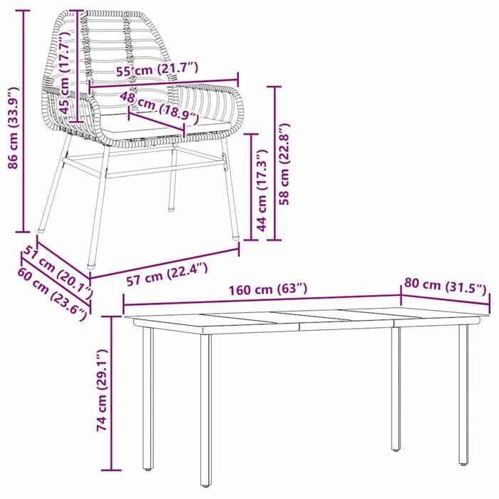 VidaXL Garden Dining Set Cushions 7pcs Brown Poly Rattan Glass, Outdoor Dining Set, Dining Furniture of 3334559