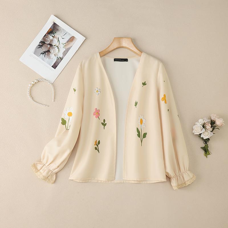 ZANZEA Women Floral Print Casual Long Sleeve Cardigan Blouse