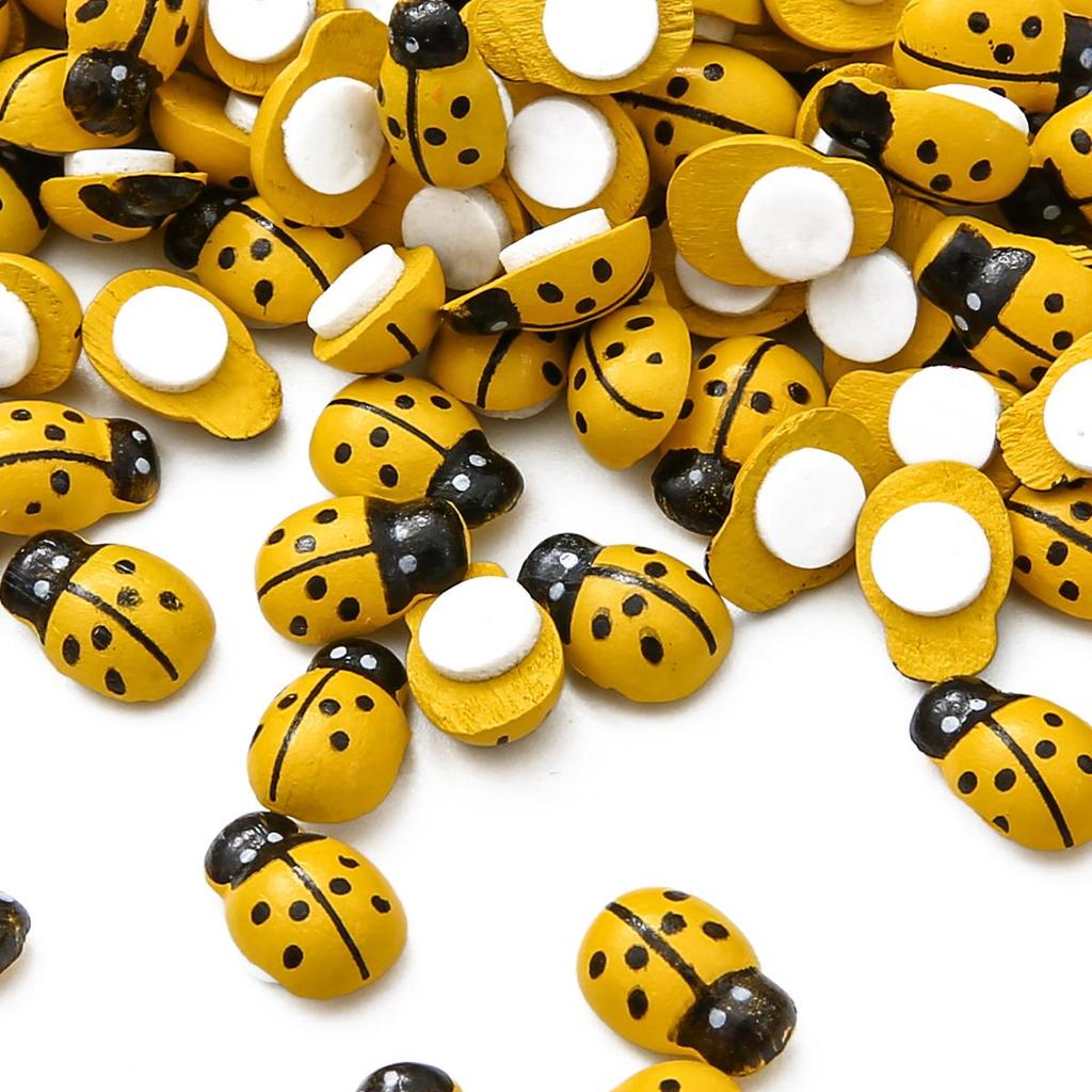 50Pcs Cute Beatles Wooden Ladybird Wall Sticker Children Kids Painted DIY Craft Wedding Home Party Holiday Decorationn CLE
