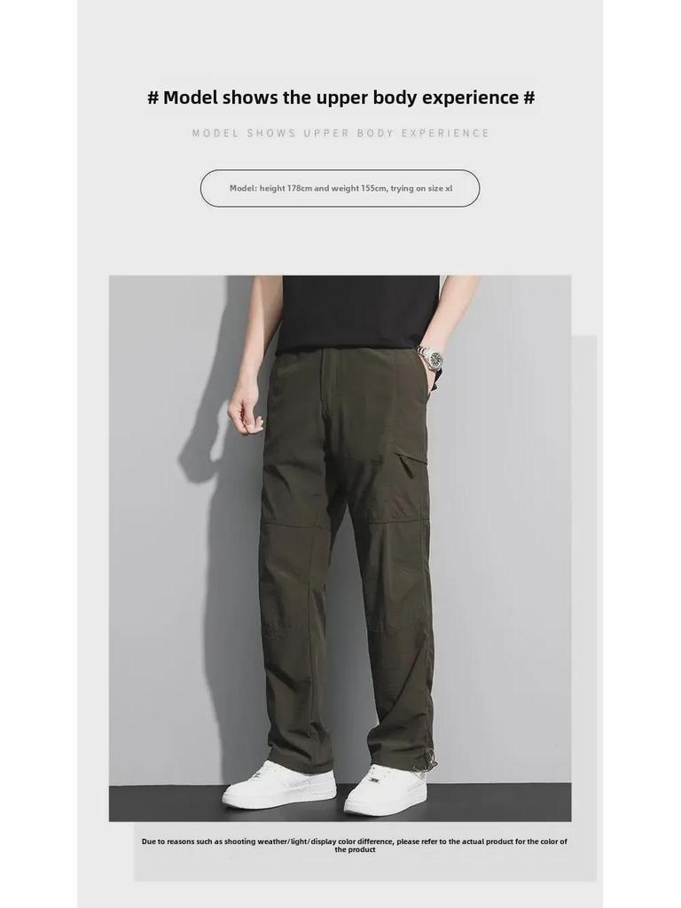 Męskie wiatroodporne wodoodporne spodnie cargo z podszewką z polaru - Luźny krój, szybkoschnące, wielokieszeniowe, duży rozmiar.