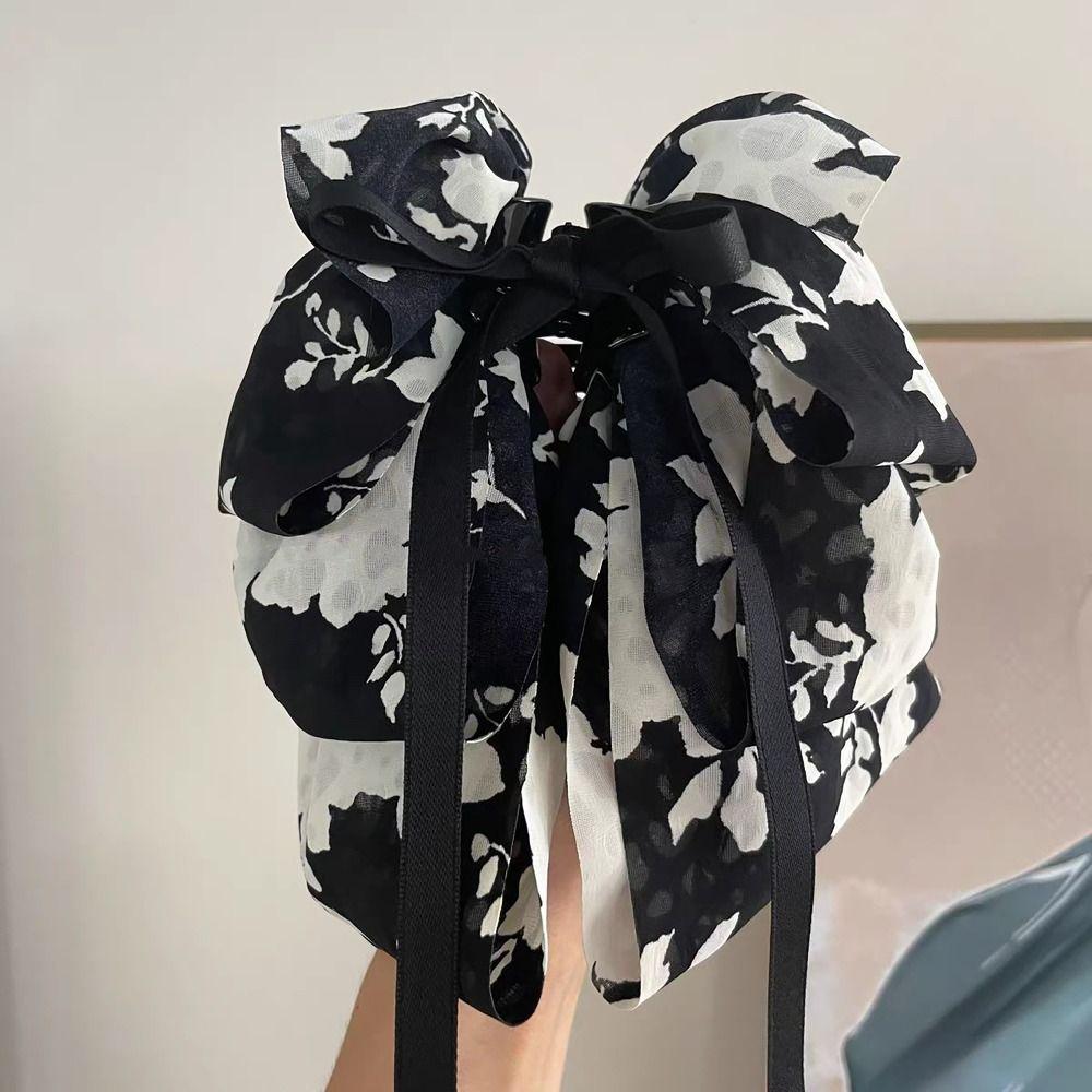 French Style Grab Clip Back Head Hair Clip New Ribbon Hair Clamp  Women Girls