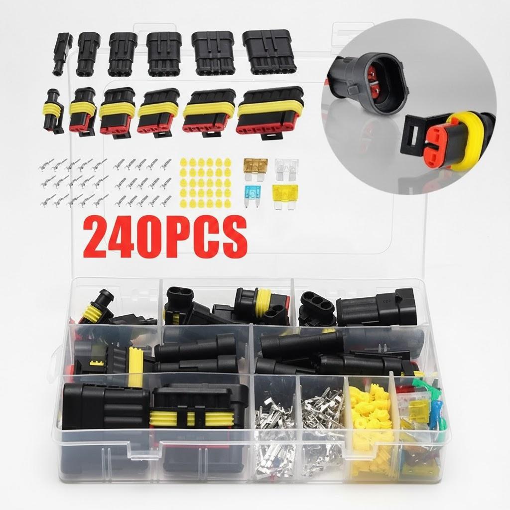 

240 352Pcs HID Waterproof Electrical Wire Connector Plug 1 2 3 4 Pin Car Truck Harness Automotive Electrical Connectors Kit
