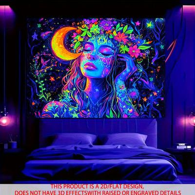 VIKAMA Neon Style Sleeping Beauty Tapestry Fluorescent Party Atmosphere Wall Decor Bedroom And Living Room Home Decoration