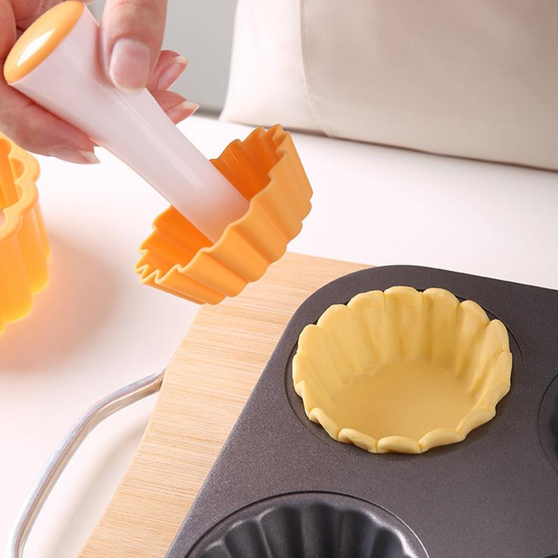 Tart Tamper Set Flower Cookies Tamper Non Stick Food Safe Reusable Removable Cake Pastry Baking Tool Egg tart shell mold
