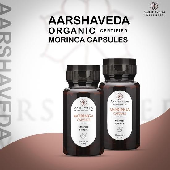 Aarshaveda Organic Moringa Veg Capsules 60-Tablets (400 Mg)