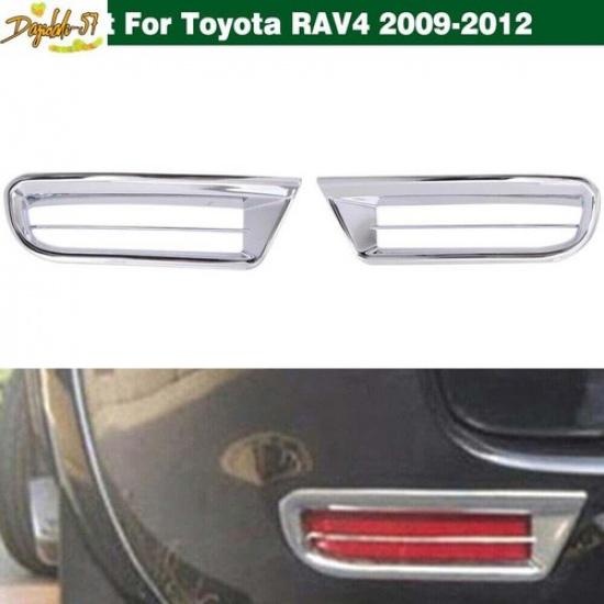 Chrome Rear Bumper Tail Fog Light Cover Trim Molding For Toyota RAV4 2009-2012