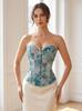 Vintage French Fishbone Bandeau Bustier Top - Women's Shapewear Corset