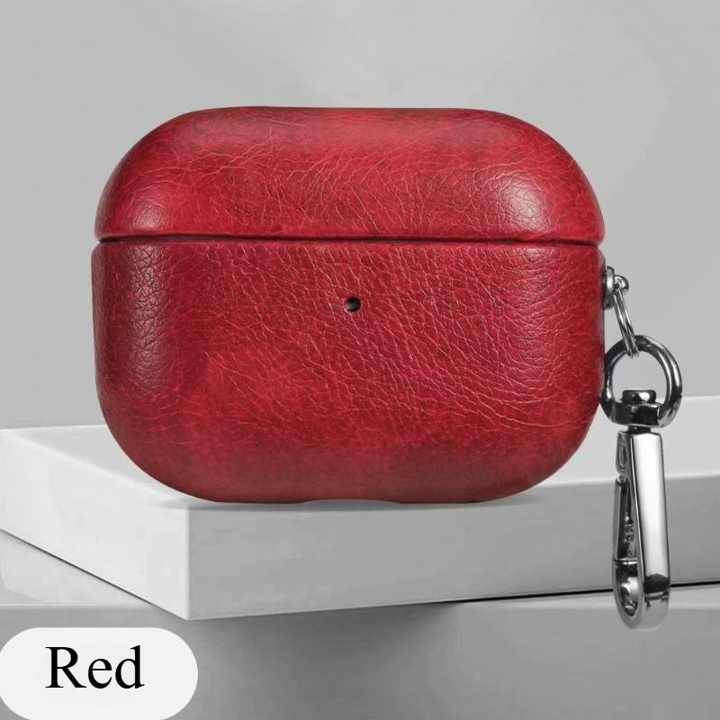 Luxury Oil Leather Headphone Case For Airpods 1 2 3 4 Pro2 Pro3 Bluetooth Case Business PC Hard Shockproof Earphone Cover Funda