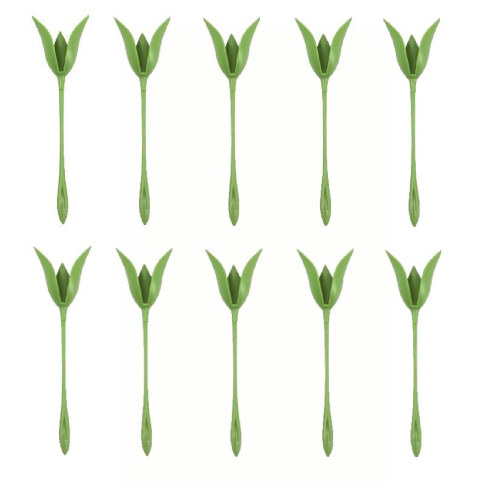 

Set Of 10 Rose Napkin Holders, Flower Tools, Made Of ABS, Green, Suitable For Wedding Table Settings And Party Decorations One Size