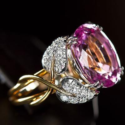 Vintage Flower Sapphire Unique Party Ring Elegant Unique Zircon Hollowed Out Trendy Women's Exquisite Wedding Accessories Gift