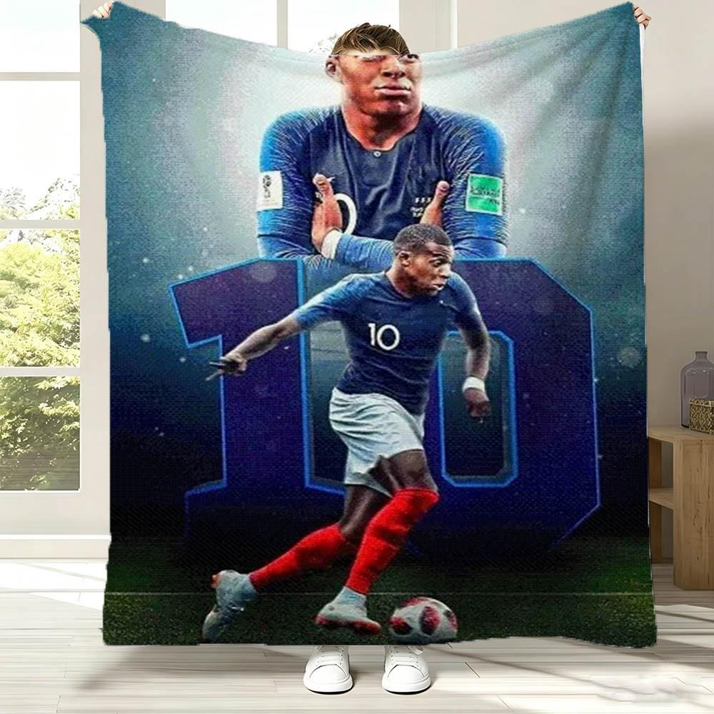 3D Football Star M-MbappeSs Cool Flannel Blanket Soft Throw Blanket Art For Home Decor Bedroom Bed Sofa Cover Picnic Fans Gifts