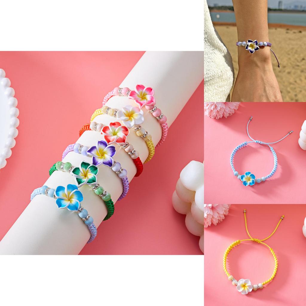 Soft Clay Flower Handmade Bracelet For Women With Adjustable Fit And Floral Design