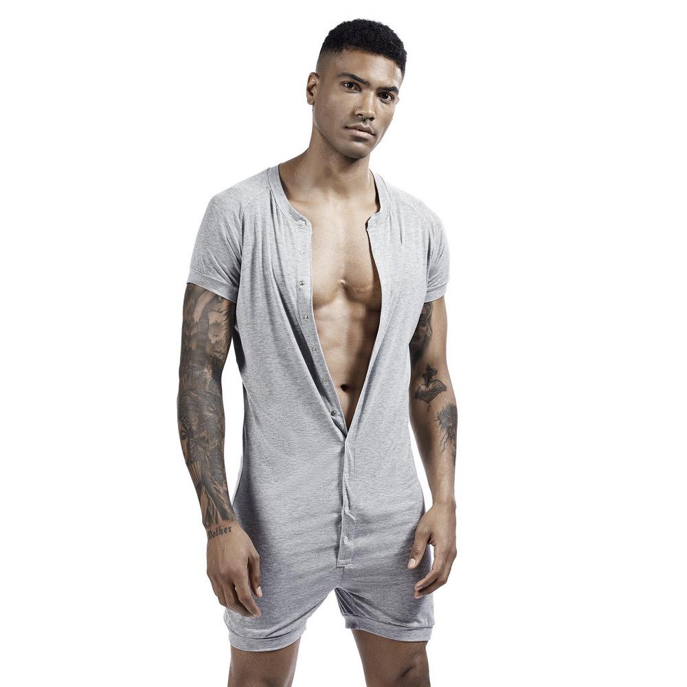 Herren Silky Low-Cut Träger Bodysuit mit Beutel