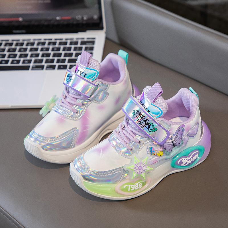 Girls Sneakers Princess Style Non-slip Kids Running Shoes Thick Soft Sole 2025 Brand New Children Sport Shoes Colorful Butterfly