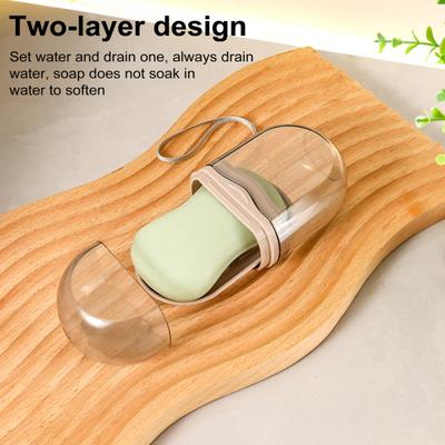 Travel Soap Case Transparent Design Compact Portable Leakproof Soap Holder with Lid Soap Dish with Drainage Tray