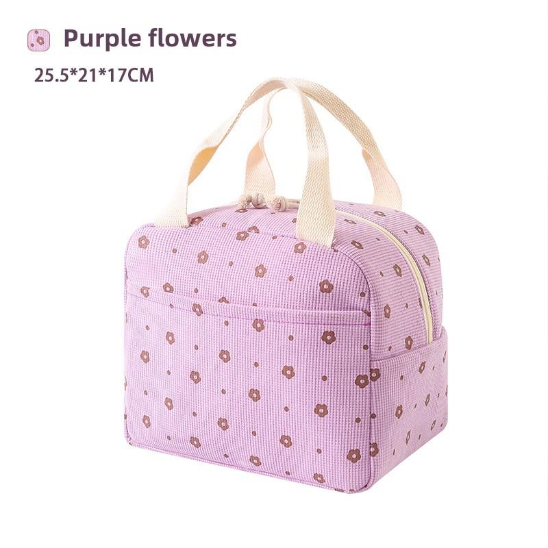Cute Floral Printed Food Handbags Portable Thermal Lunch Bag Durable Waterproof Office Cooler Ice Insulated Case Camping Ins Bag