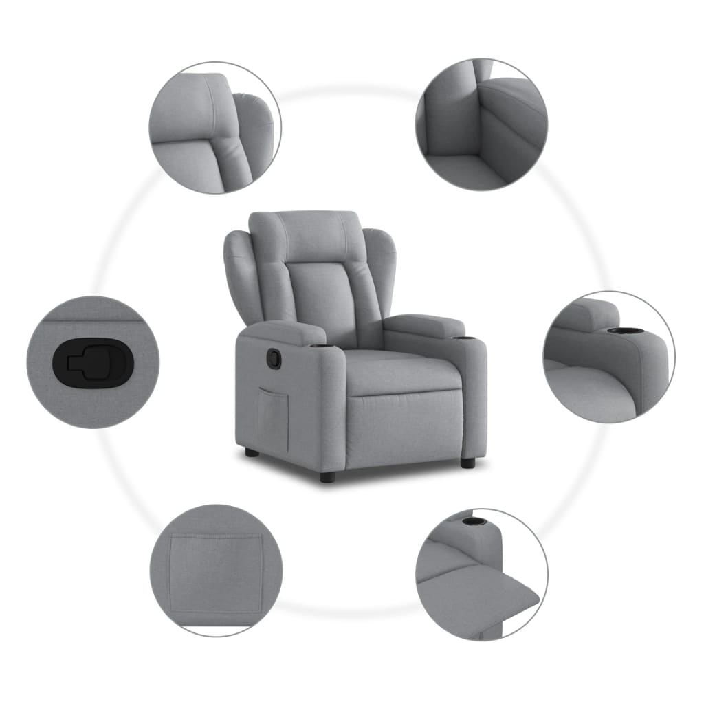 Relaxation Armchair Light Grey Fabric