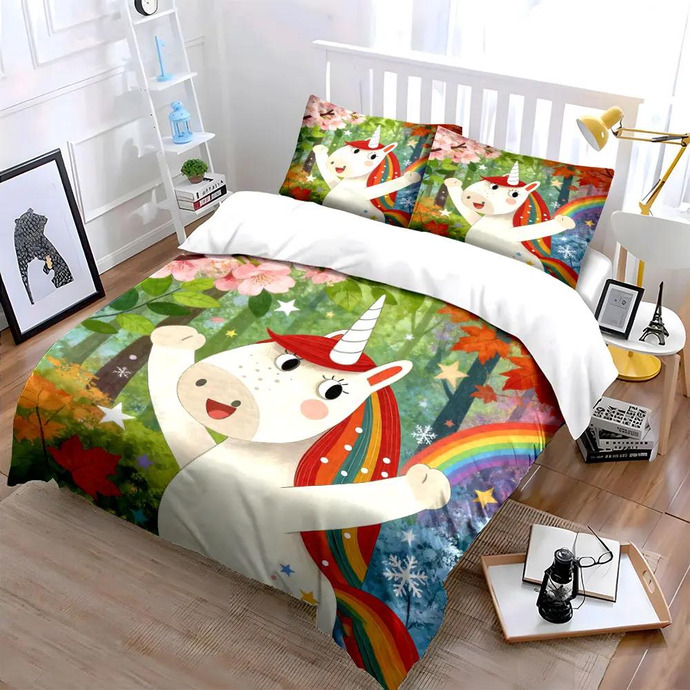"Unicorn Fantasy Decor Set" Soft Comfortable Duvet Cover Bedding Set Included 1*Duvet Cover & 2*Pillowcases gift