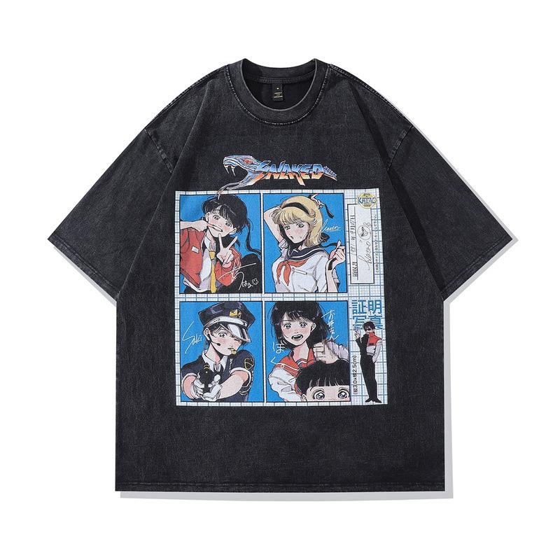 Harajuku Y2K Street Tide Brand Oversize Washed Old Short-Sleeved T-Shirt Men'S And Women'S Retro Half-Sleeved Bottoming Shirt